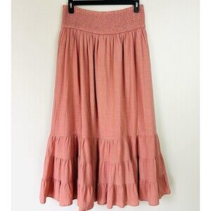 Maxi Tiered Skirt in Dusty Rose - Women's Flowing Skirt